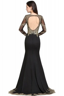 Elegant Mermaid Scoop Long Black Evening Dresses_2