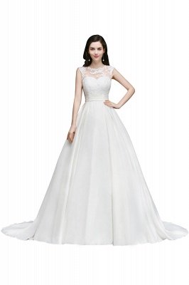Ball Gown Sleeveless Floor-length Chiffon Lace Wedding Dresses_2