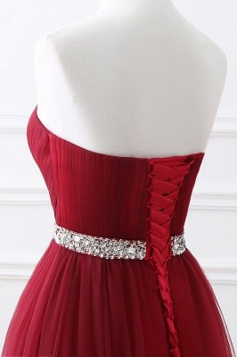 Burgundy Tulle A-line Sweetheart Prom Dress_14