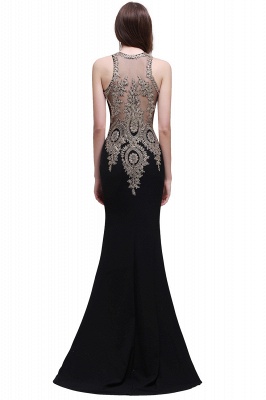 Black Lace Appliques Mermaid Prom Dresses_6