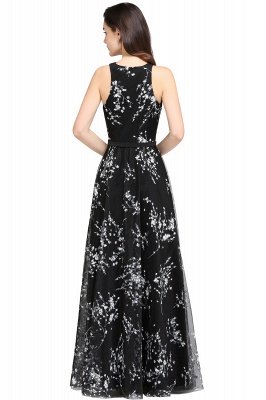 Black Long A-line sleeveless Evening Dresses_8