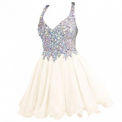 A-line Sweetheart Short Sleeveless Chiffon Prom Dresses with Crystal Beads_7