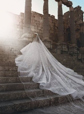 Robes de mariée sexy fleurs perlées | Robes de mariée robe de bal à manches longues et col transparent_4