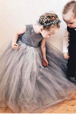 Cute Tulle Flower Girl Dress Cheap | 2018 Lace Bowknot Girls Pageant Dresses Lovely_3